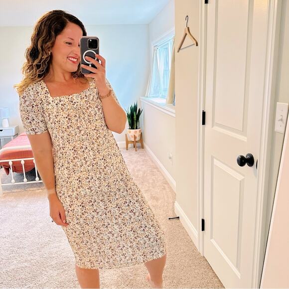 Reformation Jeans Cream Floral Mini Dress XS - Picture 1 of 10